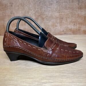 Pikolinos Pumps Women Size 7 US, 37 EU Shoes Brown‎ Leather Stitch Heels Round